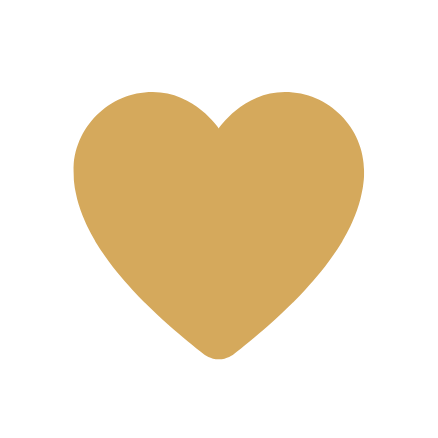 Gold heart shape on a white background